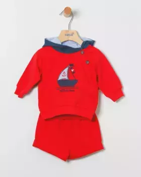 Комплект из толстовки и флисовых шорт для мальчика Coco Acqua, красный