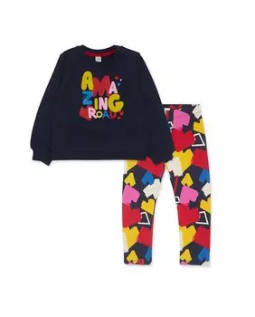 Комплект из толстовки и плюшевых леггинсов для девочки Tuc tuc, темно-синий