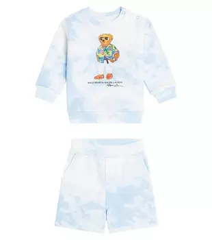 Комплект из толстовки и шорт Baby Polo Bear Polo Ralph Lauren Kids, цвет riviera blue cloud wash