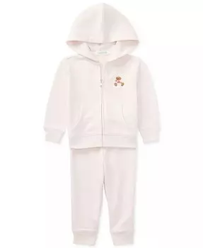 Комплект из толстовки и штанов с медвежонком для маленьких девочек Polo Ralph Lauren, розовый