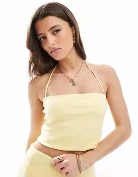 Комплект из топа-бандо на бретельках Pull&Bear бледно-желтого цвета