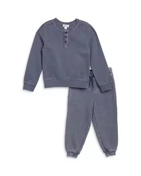 Комплект из топа-хенли и плотных термобрюк для мальчиков - Little Kid Splendid, серый