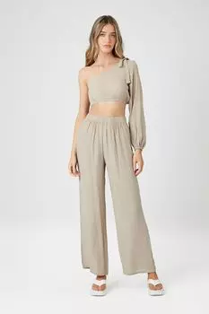Комплект из топа и брюк с накидкой на одно плечо для плавания Forever 21, коричневый