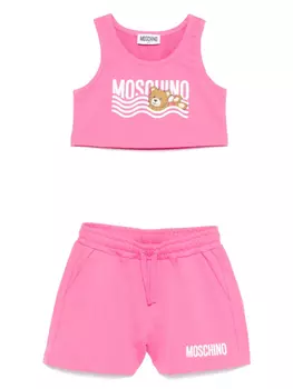 Комплект из топа и шортов Moschino Kids, розовый