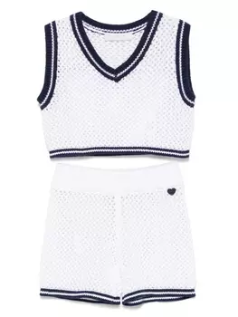 Комплект из топа и шортов рыхлой вязки Monnalisa, белый