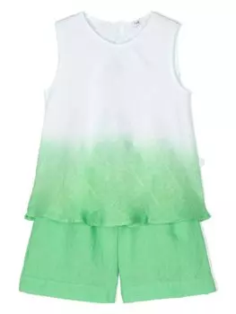 Комплект из топа и шортов с эффектом омбре Il Gufo, зеленый