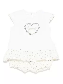 Комплект из топа и шортов с цветочным принтом guess kids, белый