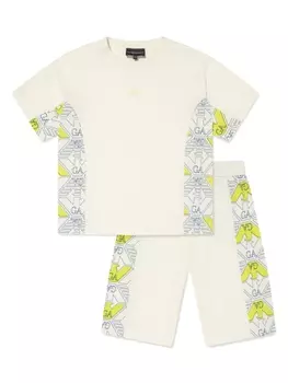 Комплект из топа и шортов с логотипом Emporio Armani Kids, белый