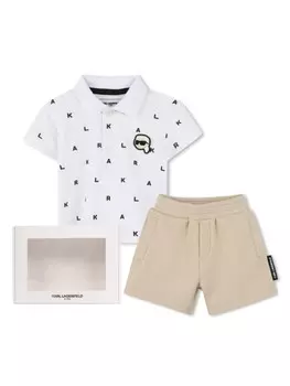 Комплект из топа и шортов с нашивкой Ikonik Karl Karl Lagerfeld Kids, нейтральный цвет