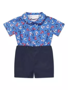 Комплект из топа и шортов с принтом Rachel Riley, синий