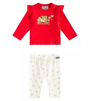 Комплект из топа и штанов для малышей Moschino Kids, цвет poppy red