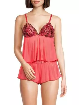 Комплект из топа на бретельках и шорт с кружевной отделкой из 2 предметов Bcbgeneration, коралл