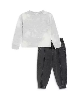 Комплект из топа с длинными рукавами и брюк-джоггеров для мальчиков - Little Kid Splendid, серебряный