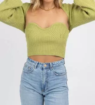 Комплект из топа-трубы и свитера-болеро в цвете киви Blue Blush, цвет kiwi