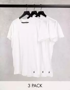 Комплект из трех белых футболок с логотипом Polo Ralph Lauren