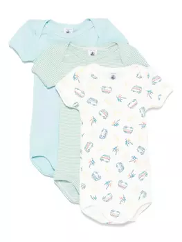 Комплект из трех боди Petit Bateau, зеленый