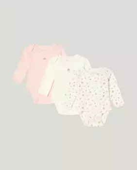 Комплект из трех боди с длинными рукавами для маленьких девочек Cotton Juice, розовый