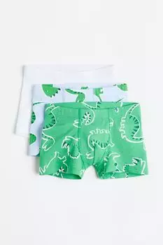 Комплект из трех боксеров H&amp;M, зеленый/динозавры
