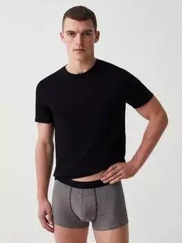 Комплект из трех боксеров из эластичного органического хлопка Ovs, цвет black/grey