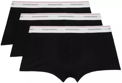 Комплект из трех черных боксеров Dsquared2