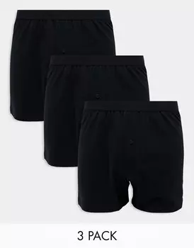 Комплект из трех черных боксеров из джерси ASOS DESIGN