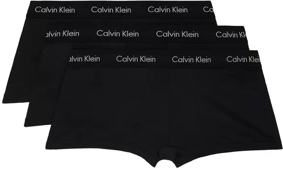 Комплект из трех черных боксеров с низкой посадкой Calvin Klein Underwear