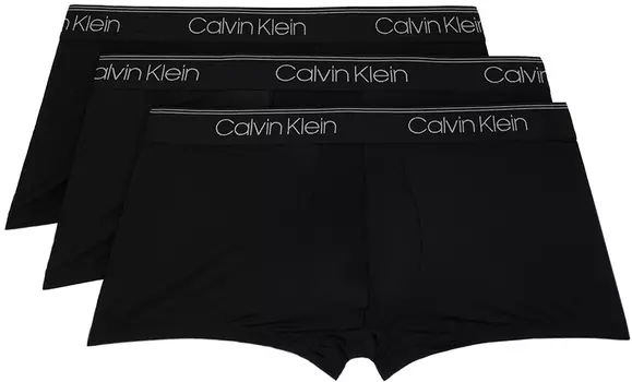 Комплект из трех черных боксеров с низкой посадкой Calvin Klein Underwear