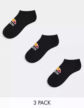 Комплект из трех черных носков до щиколотки ellesse