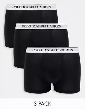 Комплект из трех черных плавок Polo Ralph Lauren с поясом с логотипом