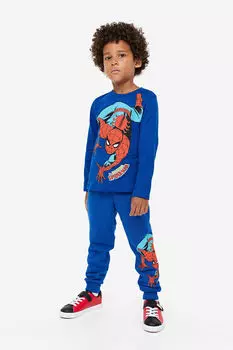 Комплект из трех джоггеров с принтом H&M, синий