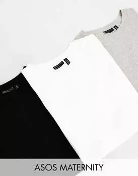 Комплект из трех футболок с круглым вырезом из смесового хлопка ASOS DESIGN Maternity Ultimate - MULTI