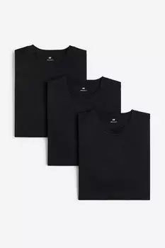 Комплект из трех футболок стандартного кроя H&M, черный