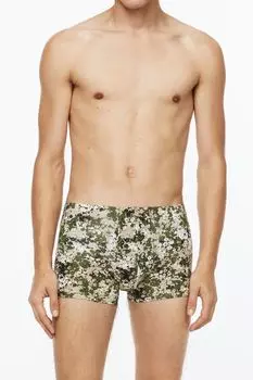 Комплект из трех хлопковых боксеров H&amp;M, зеленый хаки/узор