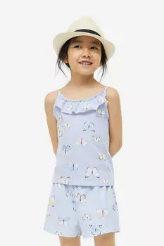 Комплект из трех хлопковых топов с ремешками H&M, синий