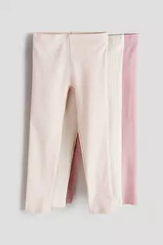 Комплект из трех леггинсов из джерси H&M, розовый