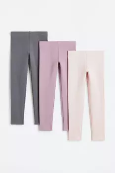 Комплект из трех леггинсов из плотного джерси H&M, фиолетовый