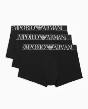 Комплект из трех мужских хлопковых боксеров Armani, черный