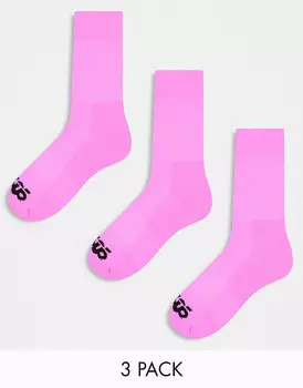Комплект из трех неоново-розовых носков для бега ASOS 4505 с эластичным супинатором и антибактериальной отделкой