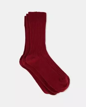 Комплект из трех носков для девочек в рубчик Cotton Juice, гранатовый