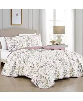 Комплект из трех одеял с принтом, комплект легкого покрывала Лара - King MarCielo, белый