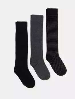 Комплект из трех пар длинных эластичных носков Ovs, цвет black/grey