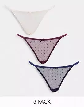 Комплект из трех плавок бикини в горошек New Look разных цветов