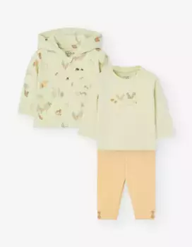 Комплект из трех предметов для девочки со толстовкой на молнии с капюшоном Losan, бежевый