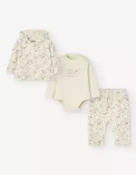 Комплект из трех предметов для девочки со толстовкой на молнии с капюшоном Losan, бежевый