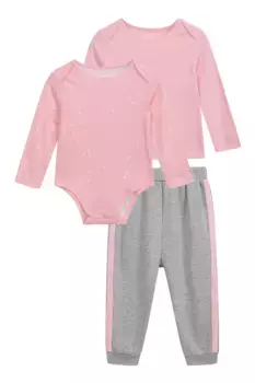 Комплект из трех предметов для малышей, комбинезон из 100% хлопка с длинными рукавами Mountain Warehouse, розовый