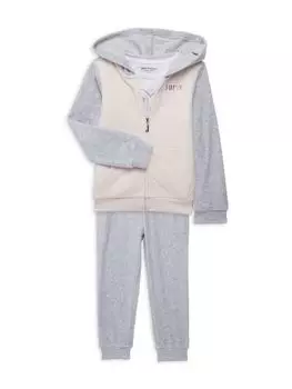Комплект из трех предметов: футболка и толстовка с логотипом для маленьких девочек Juicy Couture, серый