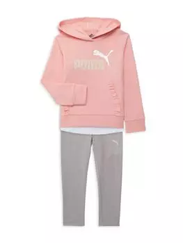 Комплект из трех предметов: топ, худи и брюки с логотипом для маленькой девочки Puma, розовый