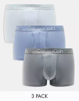 Комплект из трех синих/зеленых трусов Calvin Klein Modern Structure