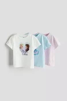 Комплект из трех топов из джерси с принтом H&M, белый