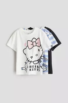 Комплект из трех топов из джерси с принтом H&M, белый
